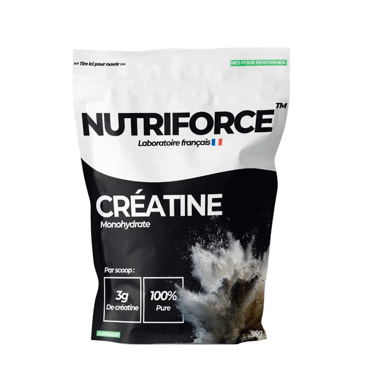 Créatine Monohydrate NutriForce - 300g certifiée AFNOR